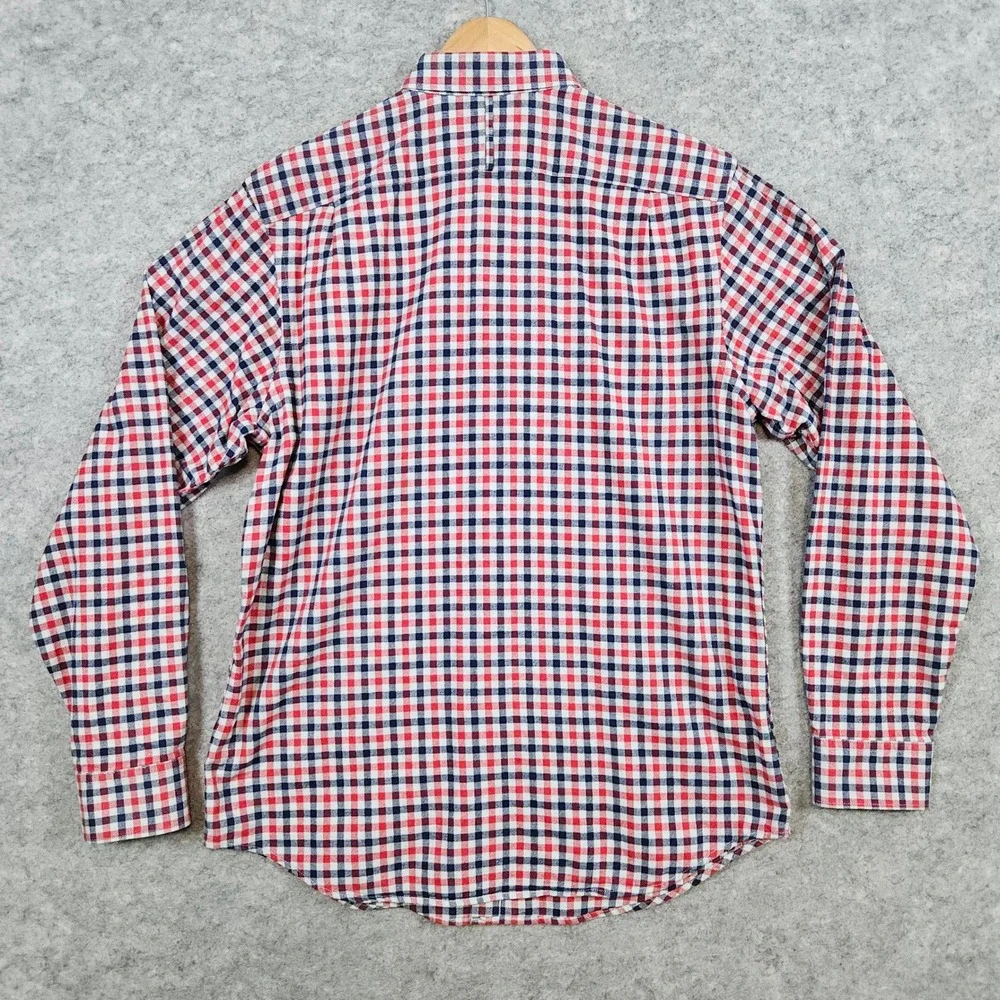 Banana Republic Men's Size L Long Sleeve Button Up Shirt Red Blue Gray‎ Checks